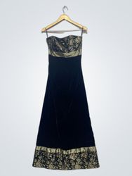 Jessica McClintock Black Velvet Strapless Gown wit..
