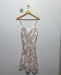 White floral print slip dress