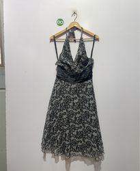 MIXFIT Black & White Floral Print Halter Dress