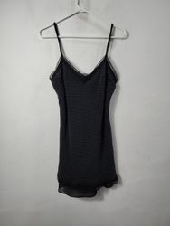 Vestido Slip Cami com Renda e Poá Preto Express