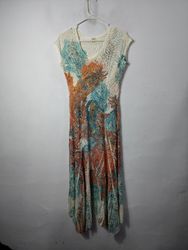 Vestido Maxi de Renda de Crochê com Estampa Paisle..