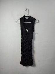 La Belle Black Ruched Sleeveless Dress