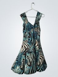 Pretty Woman "Made in USA" Blue and Brown Animal P..