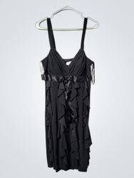 Dressbarn Collection Black Ruffled Knee-Length Dre..