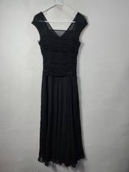 Sangria Black Ruched Mesh Overlay Dress