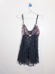 Seductive Black Lace Pink Babydoll Lingerie