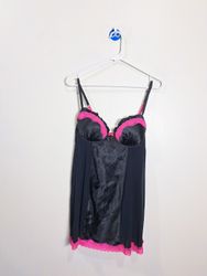 Apt. 9 Women's Black and Pink Lace Trim Babydoll L..