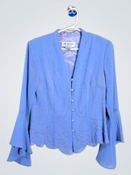J.R. Nites by Calendd Blue Beaded Bell Sleeve Blaz..