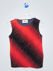 N Touch Women's Sleeveless Red Black Striped Glitt..