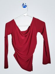 January 7 Red Draped Long Sleeve Top