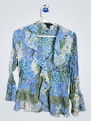 Sonny Taylor Petite Floral Print Ruffle Blouse
