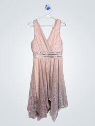 Venus Pink Metallic V-Neck Dress