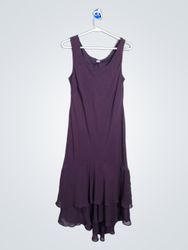 Purple Beaded Dress with Ruffled Hem