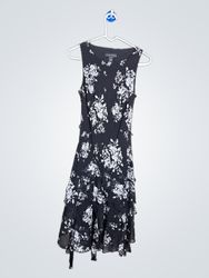 Robe à volants florale noire Jessica Howard