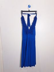 Blu Sage Blue Halter Neck Ruffle Dress