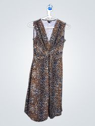 Guess Leopard Print Sleeveless V-Neck Dress