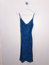Robe à bretelles en imprimé feuilles bleues Expres..