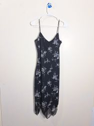 Liz California Black Floral Print Slip Dress