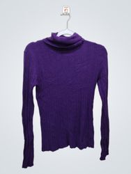 Pull à col roulé côtelé violet Cato