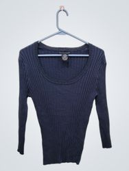 Pull à manches longues côtelé navy Apostrophe