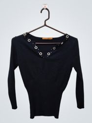 pull long à manches longues en ribbed noir à col e..