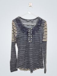 Miss Me Camiseta Henley de Manga Longa