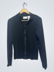 Kathie Lee Collection Black Zip-Up Mock Neck Sweat..