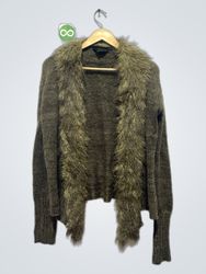 Cardigã de Tricô com Detalhes em Pelúcia Juch