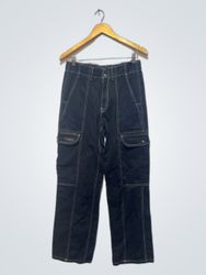 Black Cargo Pants with White Stitching