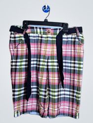 Lands' End Pantaloni Corti a Righe con Cintura