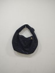 Black Beaded Handbag with Knotted Handle