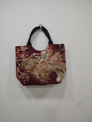 Sac fourre-tout brodé en paon