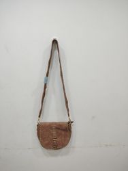 Brown Suede Crossbody Bag with Braided Strap