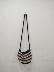 Crocheted striped shoulder bag