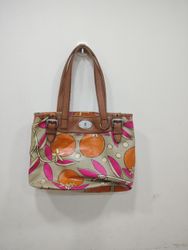 Fossil Tote Bag with Orange and Floral Print