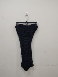 Vestido Preto Strapless Ruched com Studs Love Reig..