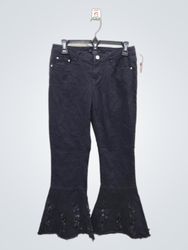 Juliette Black Flare Jeans with Embellished Hem
