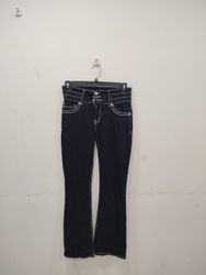 Bamboo Black Flared Jeans with White Stitching