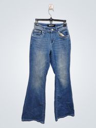 Jeans a zampa d'elefante blu da donna SKY con cuci..