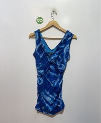 INC International Concepts Blue Tie-Dye Ruched Tan..