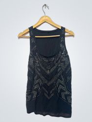 Black sleeveless top with embellishments