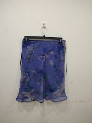 Connected Apparel Blue Floral Print Midi Skirt