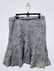 Chaps Denim Floral Print Midi Skirt