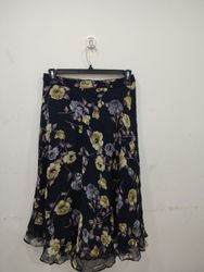 Black floral print midi skirt