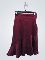 Wish Collection Women's Red Patterned Midi Skirt