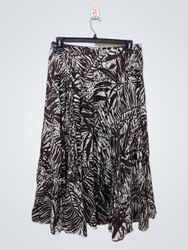 Coldwater Creek Women's Brown Leaf Print Maxi Skir..