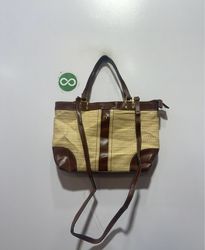 Etienne Aigner Straw and Leather Tote Bag