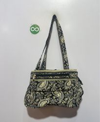 Black and white paisley print shoulder bag