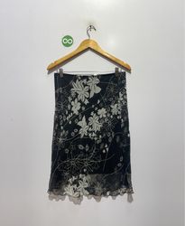 Necessary Objects Black Floral Print Sheer Midi Sk..
