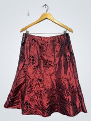 La Nuit Red Floral Skirt